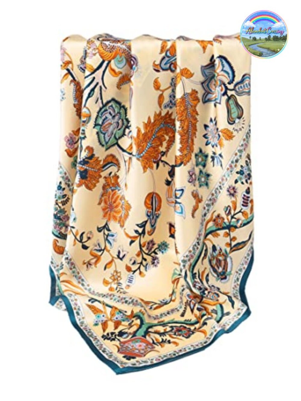 100% Silk Scarf 42x42 Extra Large Satin Weave Hand Wash